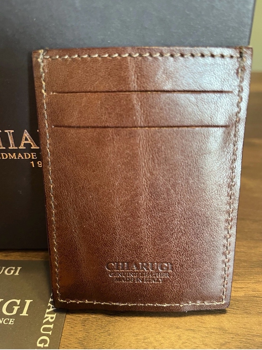 Brown Leather Money Clip - Crafted in Florence - Picture 2 of 11